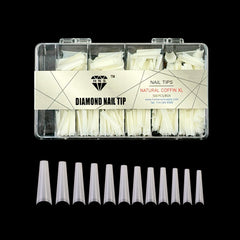 HNS DIAMOND NAIL TIP NATURAL COFFIN